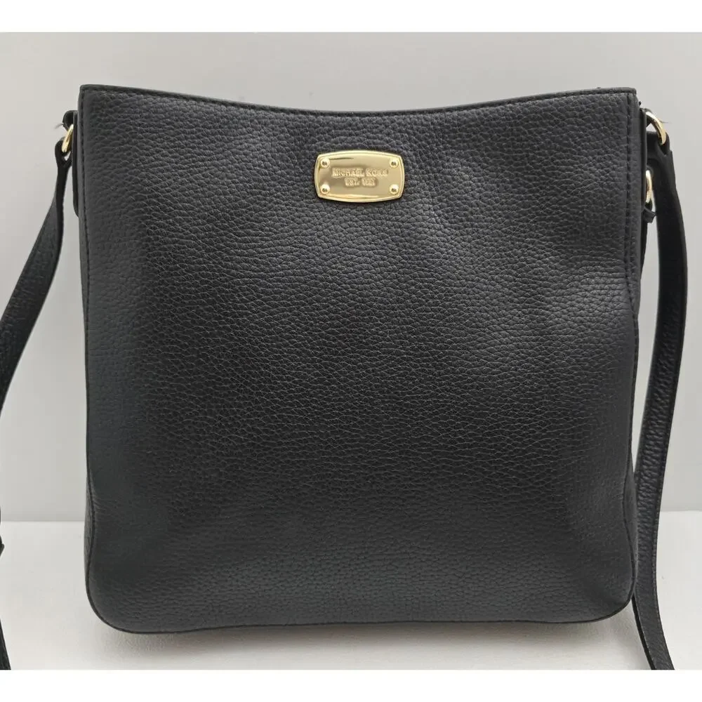 Michael Kors Jet Set Messenger Bag Black Leather Crossbody